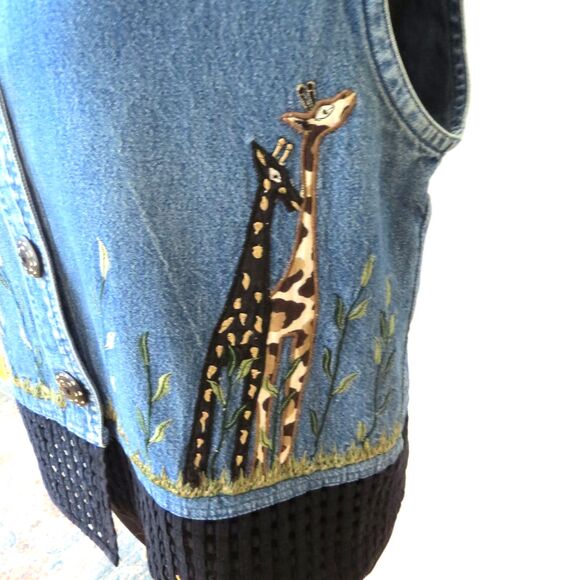 Dress Barn Vintage Denim Giraffe Vest with Giraffe Appliques  Medium  EUC - Picture 2 of 12